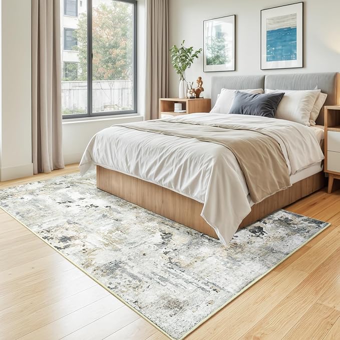 5x7 Area Rugs, Neutral Machine Washable Rugs - Image 8