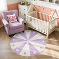 jinchan 5ft Round Rug Lilac Purple Washable Fun Cute Playroom Mat Non Slip by JINCHAN
