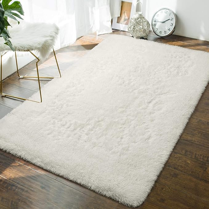 Andecor Soft Fluffy Bedroom Rugs, 4 x 6 Feet Indoor Shaggy Plush Area Rug by Andecor