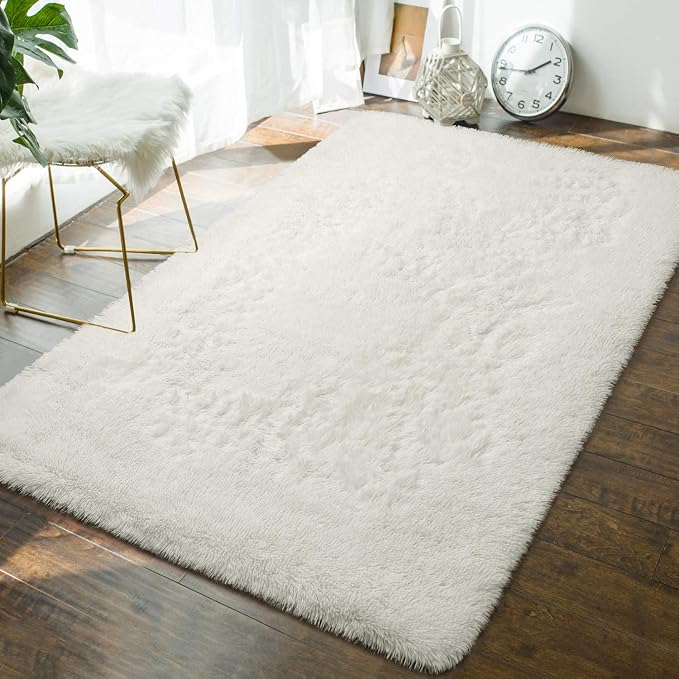 Andecor Soft Fluffy Bedroom Rugs, 3 x 5 Feet Indoor Shaggy Plush Area Rug by Andecor