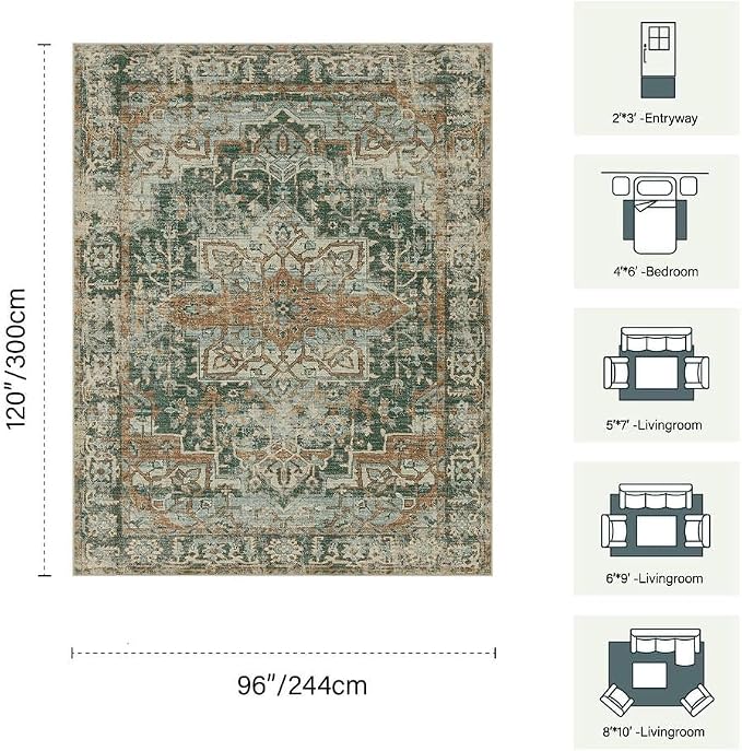 Rugxara 8x10 Area Rugs for Living Room Bedroom, Large Washable Rug, Non Slip & - Image 2
