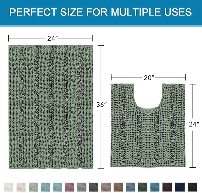 H.VERSAILTEX Bathroom Rugs Bath Rug Set 2 Piece Bathroom Contour Rug Toilet Mat - Image 2