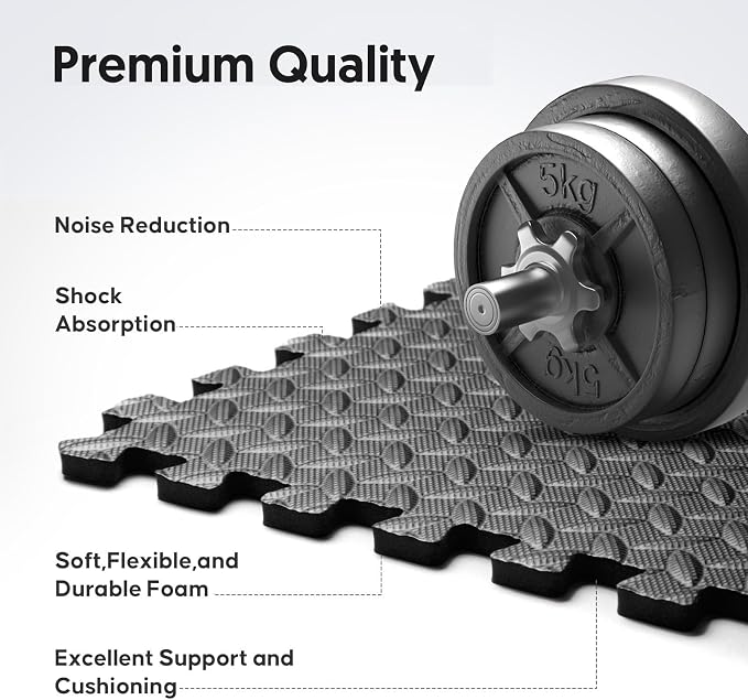 24 Pack Home Gym Mat, Puzzle Exercise Mat, EVA Interlocking Foam Floor Tiles - Image 3