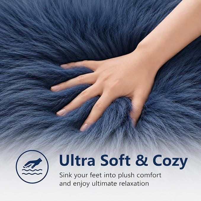 EasyJoy Faux Sheepskin Rug, Fluffy Faux Fur Rug, Ultra Soft Shag Area Rug - Image 4