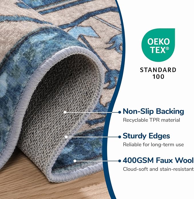 Lessymo 5x7 Area Rugs- Machine Washable Area Rugs, Super Soft Faux-Wool Area Rug - Image 9