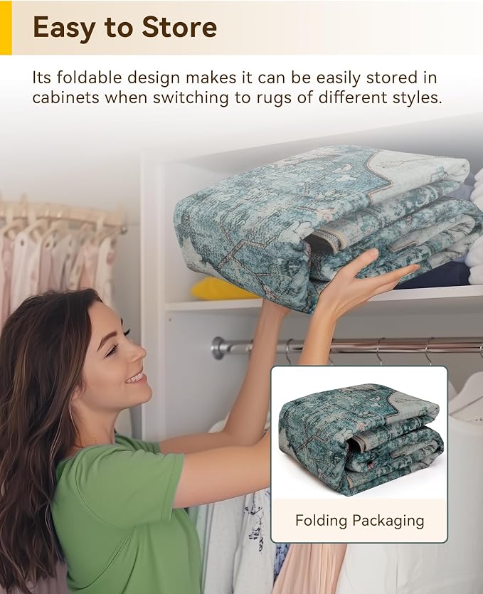 RELEANY Area Rugs Runner 3'x10' Washable Non-Slip, Floral Vintage Distress - Image 6