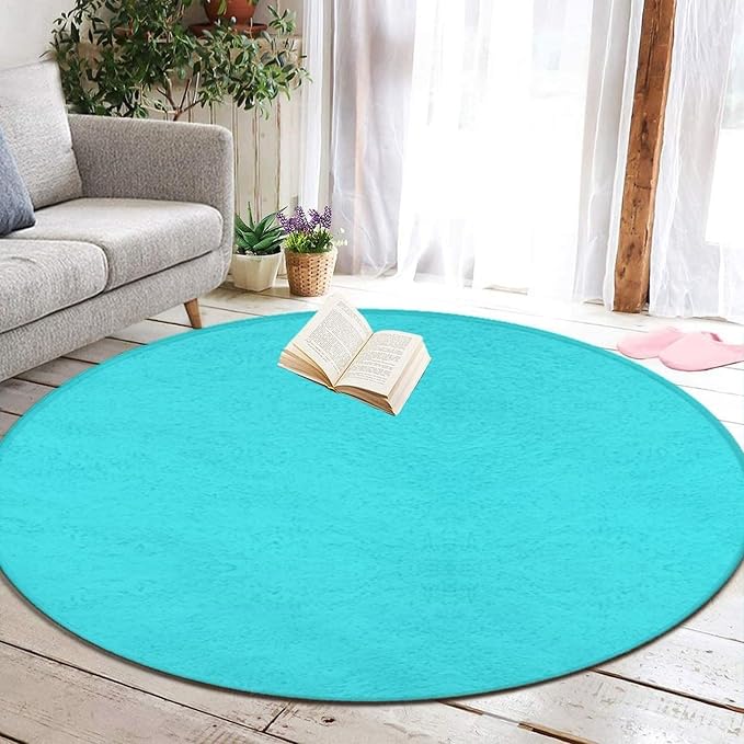 Machine Washable Modern Round Area Rug, Room Sofa Yoga Soft Round Carpet - Image 5