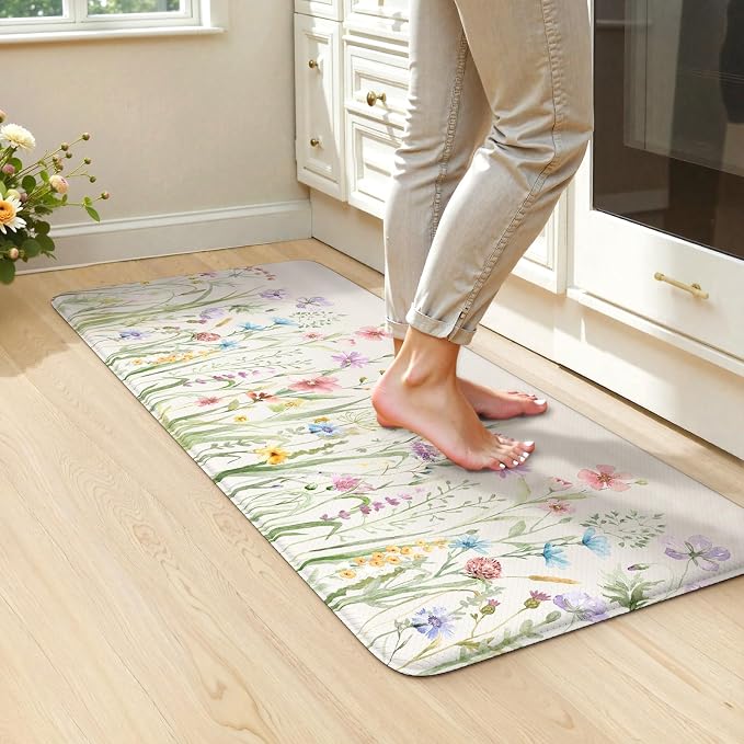 KIMODE Anti Fatigue Mats for Kitchen Floor, Cushioned Kitchen Floor Mat Non Slip by StayinComfortCookwithJoy