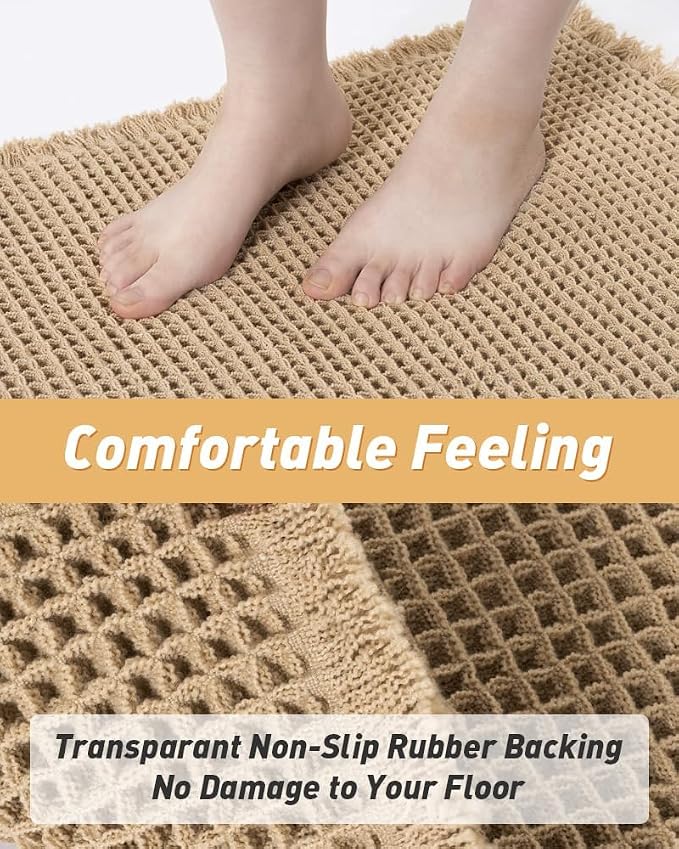 AMOAMI Upgraded Waffle Bath Mat, Super Absorbent Non Slip Bath Mats - Image 4