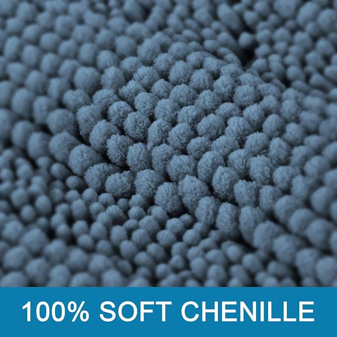 H.VERSAILTEX Bath Mats for Bathroom Non Slip Extra Thick Chenille Striped Bath - Image 3
