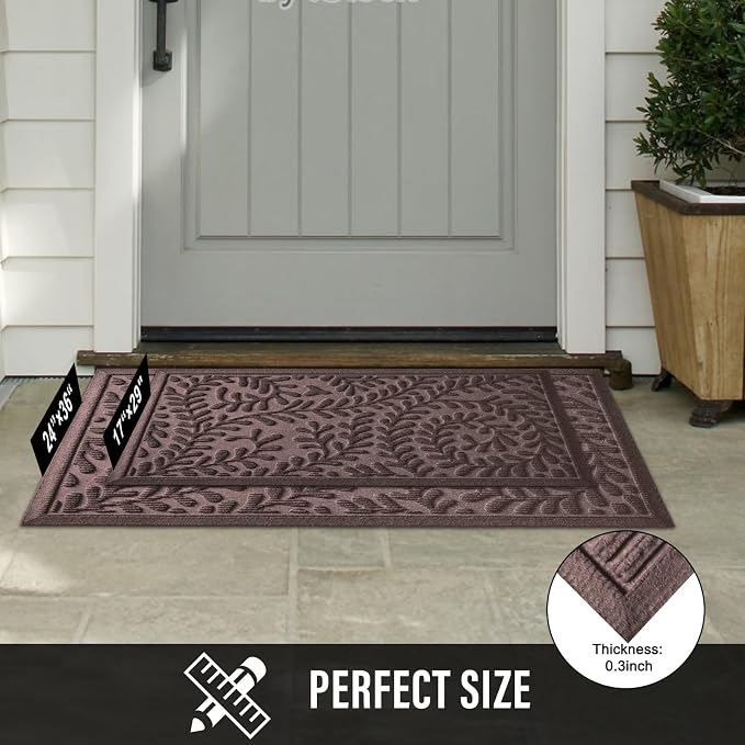 HIYARD Front Door Mat, Absorbent Dirt Trapping Welcome Door Mat Indoor Outdoor - Image 6