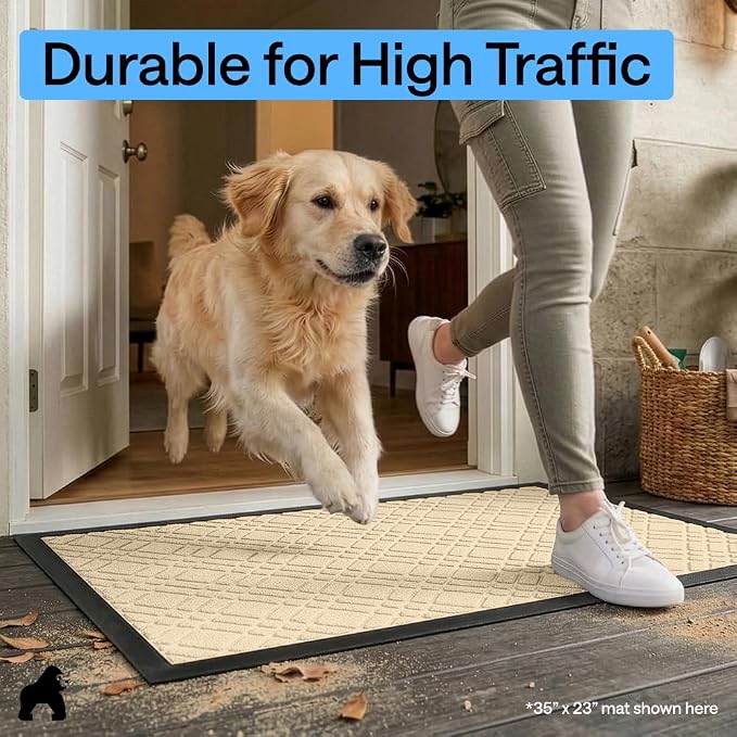 GORILLA GRIP 100% Waterproof All-Season WeatherMAX Doormat US Designed Natural - Image 7