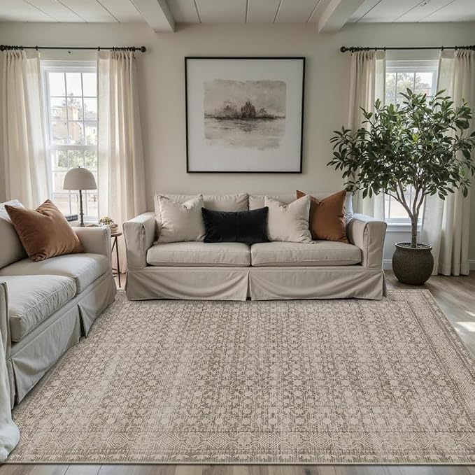 Area Rugs 5x7, Washable Rugs for Living Room, Vintage Boho Rug for Office - Image 4
