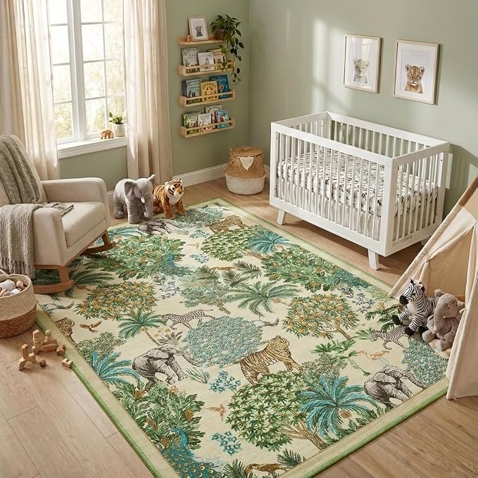 GarveeHome Jungle Animal Print Rug 5x7 Washable Area Rugs - Image 3