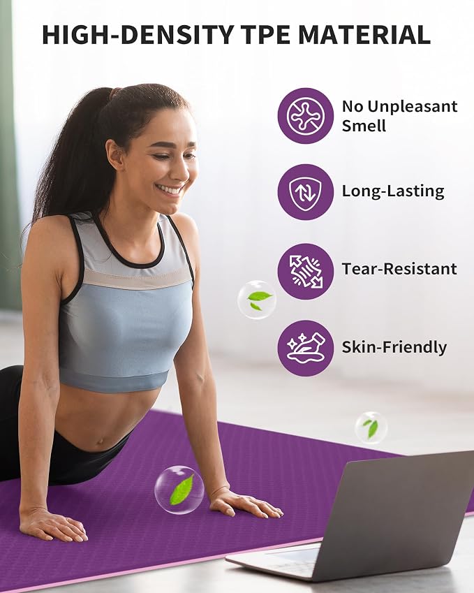 CAMBIVO Yoga Mat 72" x 48" Large Workout Mat - Image 5