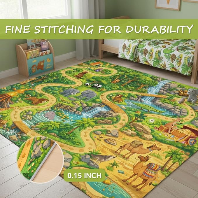 3x5ft Kids Animal Adventure Play Rug - Image 3