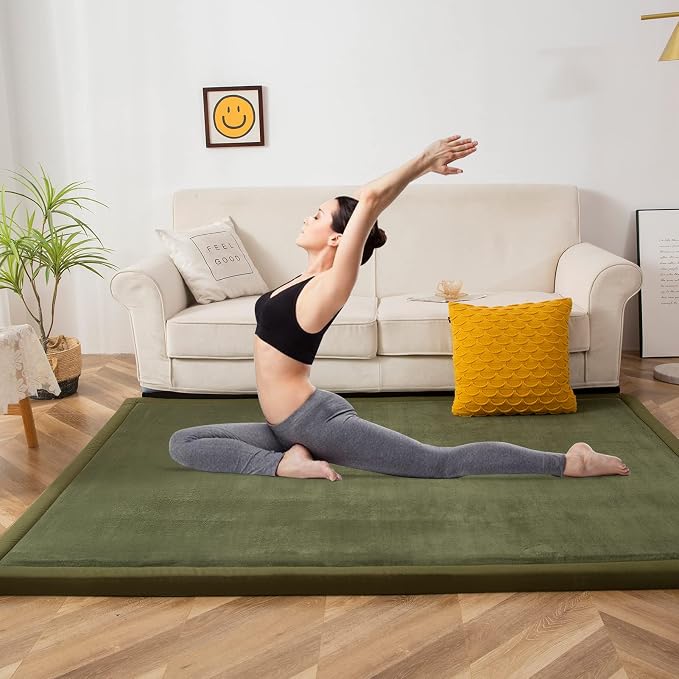 MAXYOYO Coral Velvet Area Rug, Thick Japanese Tatami Mat Living Room Carpet - Image 3