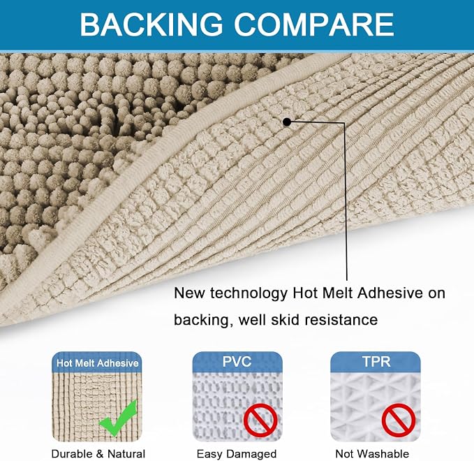 H.VERSAILTEX Bathroom Rug Sets 2 Piece Bath Mats Non Slip Thick Soft Chenille - Image 4