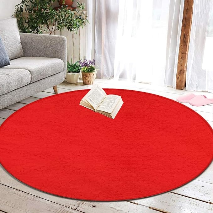 Machine Washable Modern Round Area Rug, Room Sofa Yoga Soft Round Carpet - Image 5