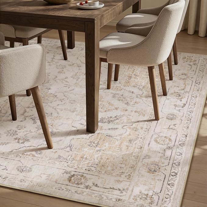 PADOOR 5X7 Area Rug, Rugs for Living Room, Soft Beige Rugs for Bedroom - Image 5