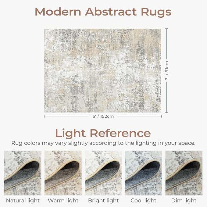 3x5 Area Rug Non-Slip, Machine Washable Soft Low Pile Small Rugs - Image 2