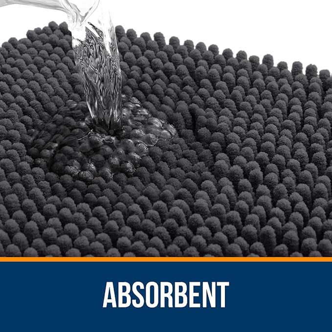 OLANLY Bathroom Rugs 34x21, Extra Soft Absorbent Chenille Bath Rugs, Rubber - Image 4
