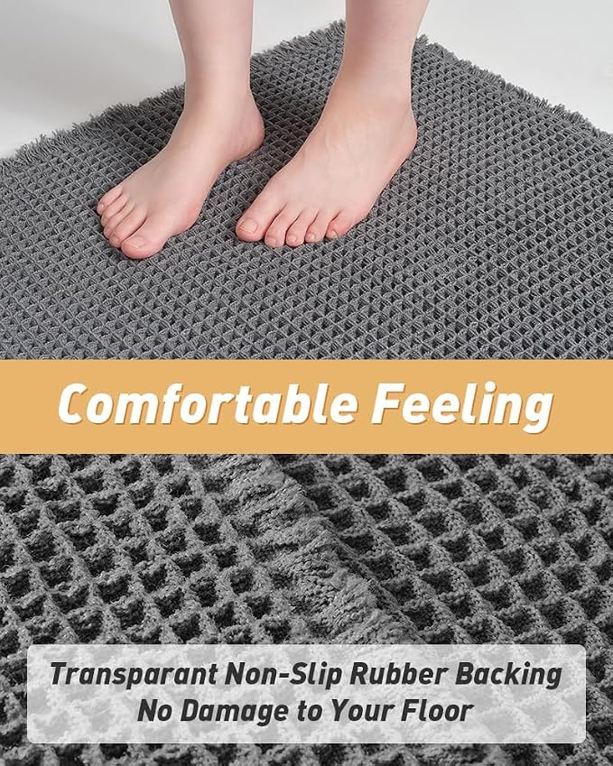 AMOAMI Upgraded Waffle Bath Mat, Super Absorbent Non Slip Bath Mats - Image 4