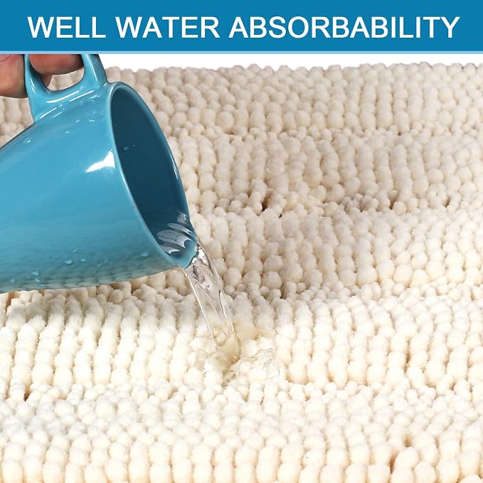 H.VERSAILTEX Bath Mats for Bathroom Non Slip Extra Thick Chenille Striped Bath - Image 5