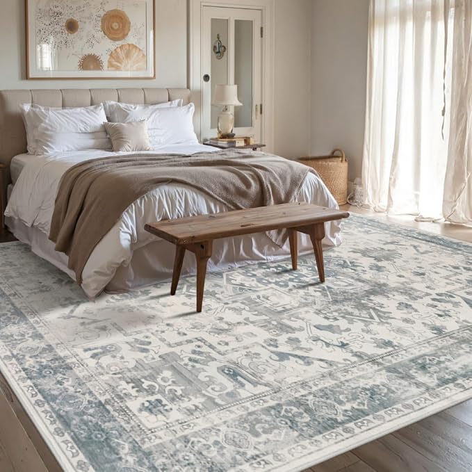 Rugxara 8x10 Washable Area Rug for Living Room, Extra Large Neutral Vintage - Image 4