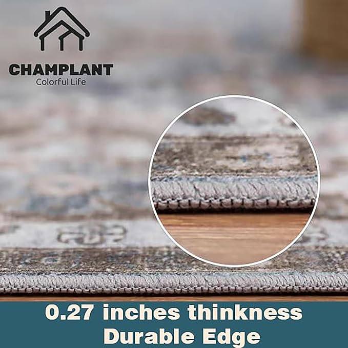 CHAMPLANT Washable Area Rug 4'x6' Vintage Traditional Floor Cover Foldable Thin - Image 3