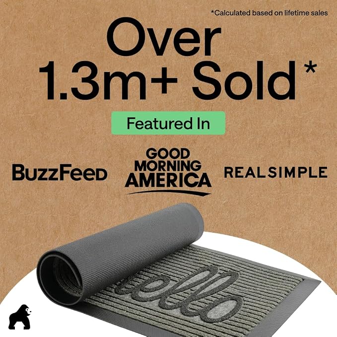 GORILLA GRIP 100% Waterproof All-Season WeatherMAX Doormat, US Designed Natural - Image 5