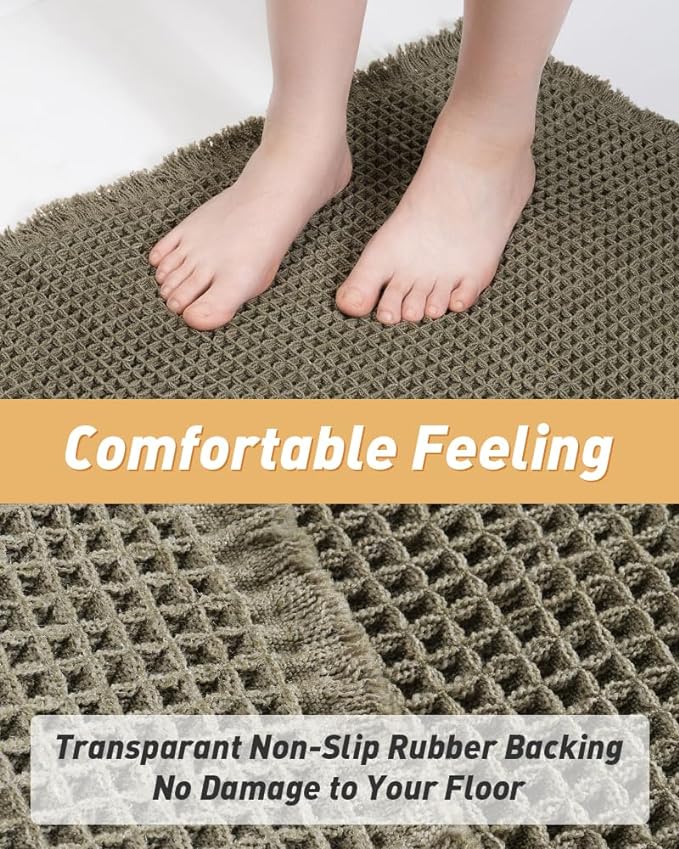 AMOAMI Upgraded Waffle Runner Rug Super Absorbent Non Slip Bath Mats - Image 3