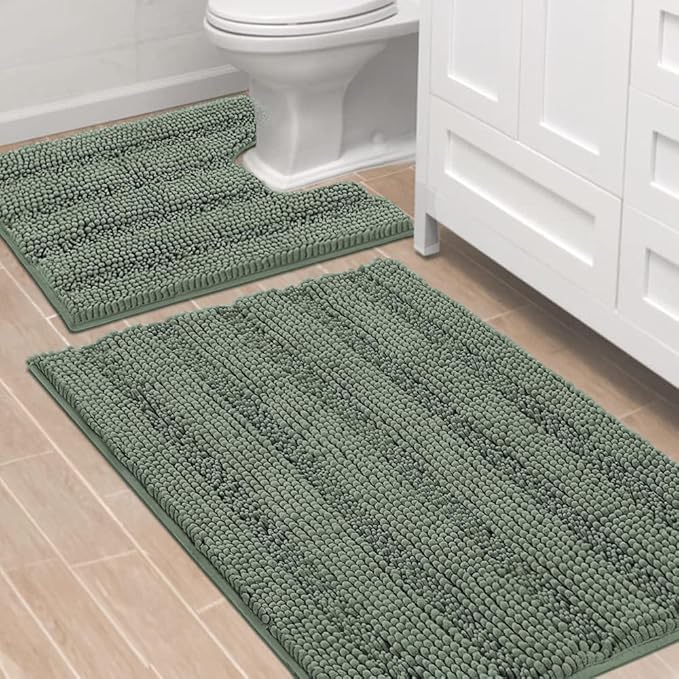 H.VERSAILTEX Bathroom Rugs Bath Rug Set 2 Piece Bathroom Contour Rug Toilet Mat by HVERSAILTEX