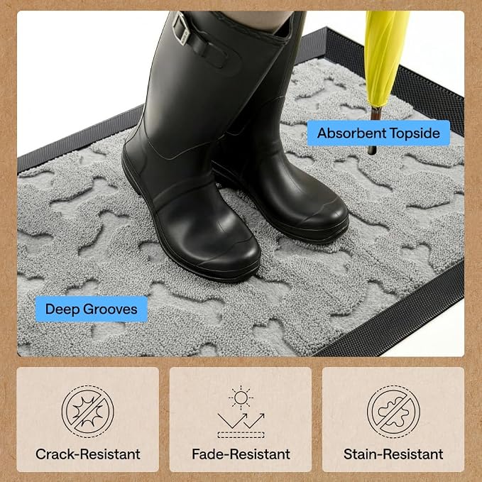 GORILLA GRIP 100% Waterproof All-Season WeatherMAX Doormat 35x23, US Designed - Image 5