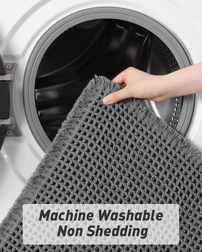 AMOAMI Upgraded Waffle Bath Mat, Super Absorbent Non Slip Bath Mats - Image 6
