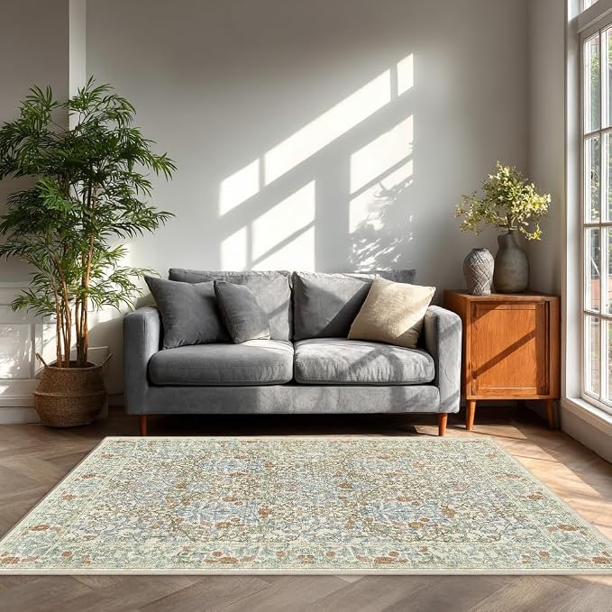 4x6 Area Rug for Bedroom Beside Rug, Laundry Room, Washable Non-Slip Low Pile - Image 3