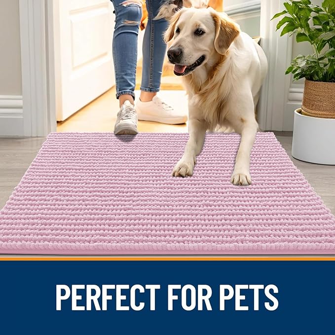 OLANLY Dog Door Mat for Muddy Paws 59x35, Ultra Absorbent Chenille Mud Doormat - Image 6