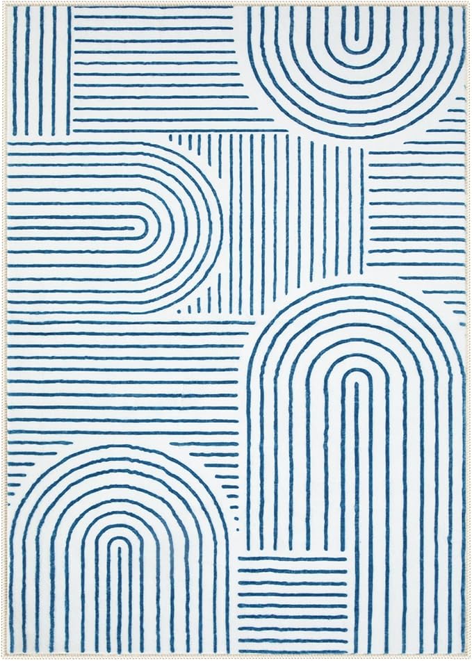 Lahome Abstract Washable Rugs, 4x6 Blue Rug - Image 6