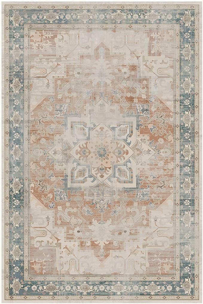 Rugxara 8X10 Orange Boho Rug, Large Washable Area Rugs - Image 5