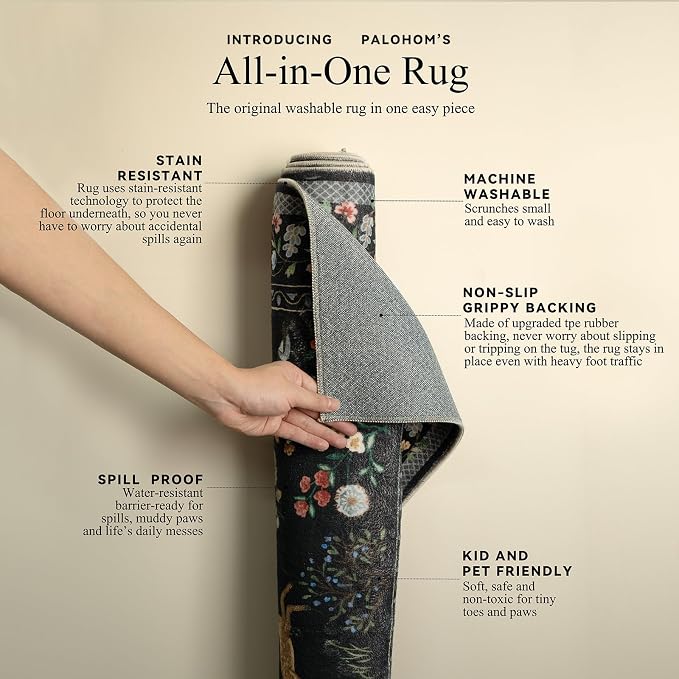 9x12 Area Rugs for Living Room: Washable Bedroom Rug Vintage Stain Resistant - Image 4