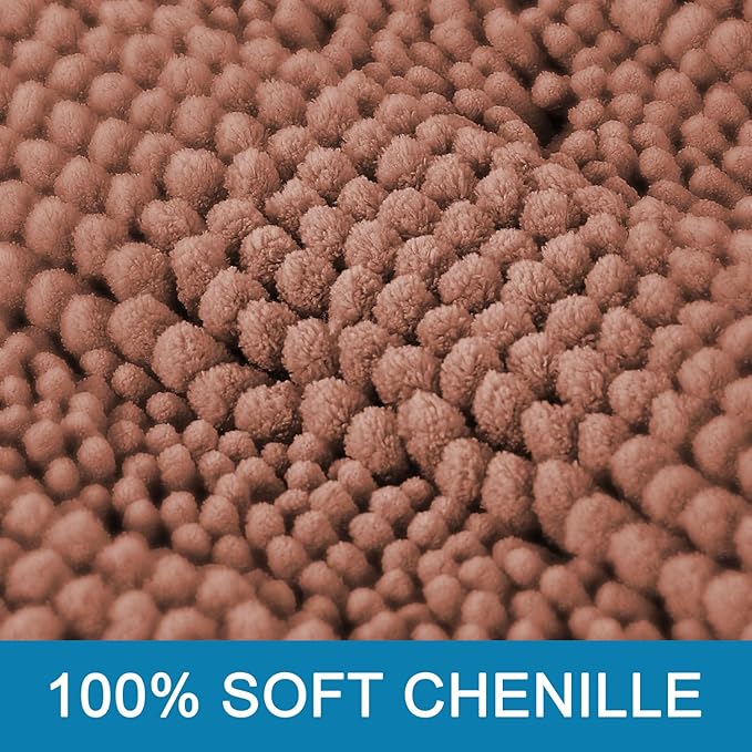 H.VERSAILTEX Bath Mats for Bathroom Non Slip Extra Thick Chenille Striped Bath - Image 3