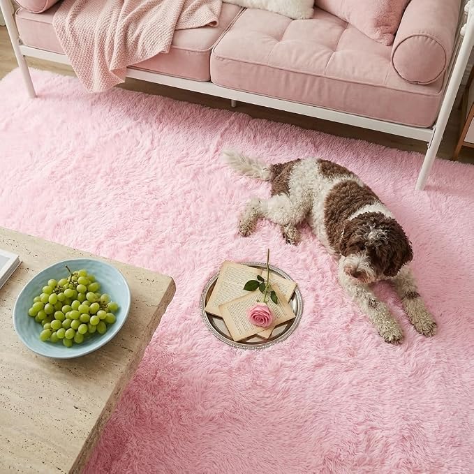 Mugorn Pink Fluffy Soft Rugs for Girls Bedroom, 2x3 Ft Small Shaggy Area Rugs - Image 9