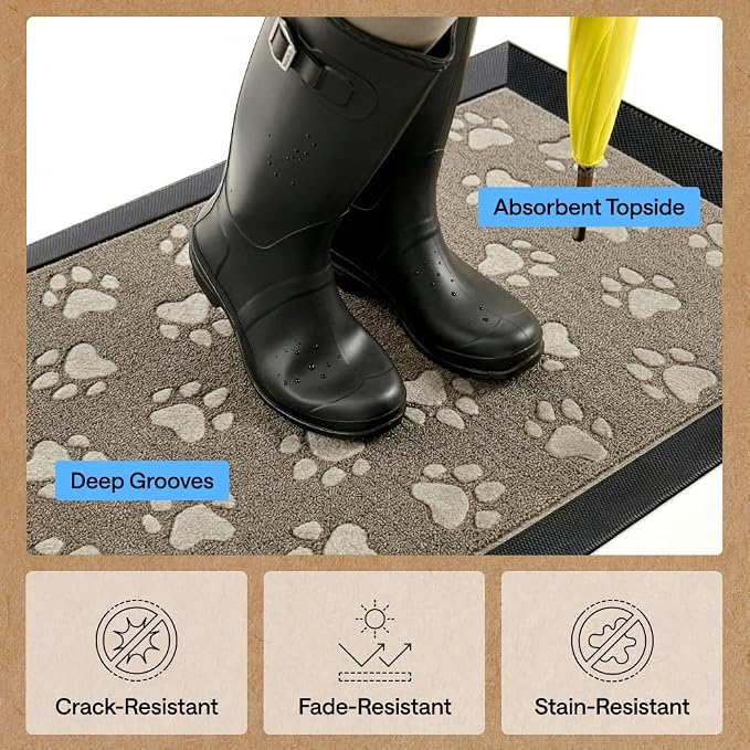 GORILLA GRIP 100% Waterproof All-Season WeatherMAX Doormat, US Designed Natural - Image 5