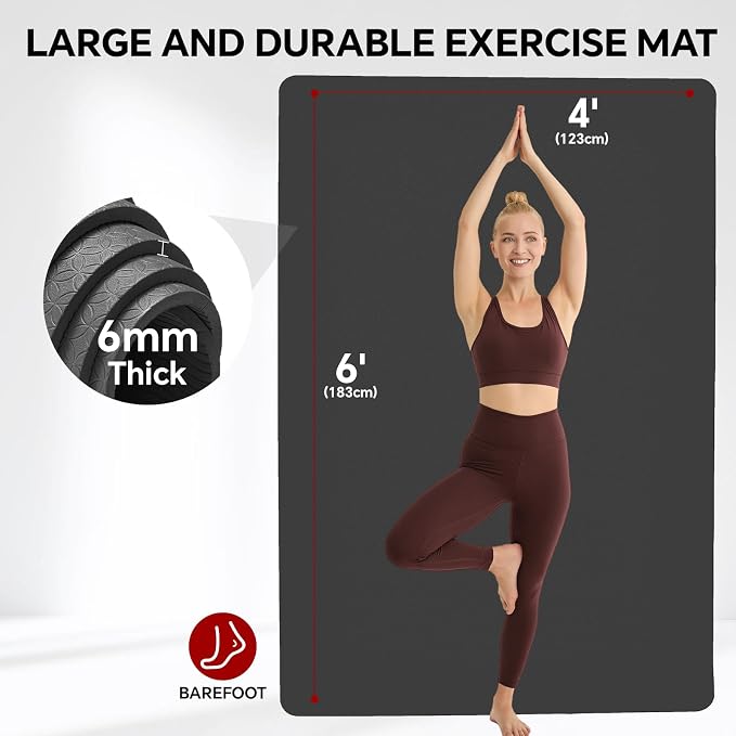 Stepwaver Extra Large Yoga Mat 6'x4', Ultra Durable, Wide Workout Mat, Wide - Image 2