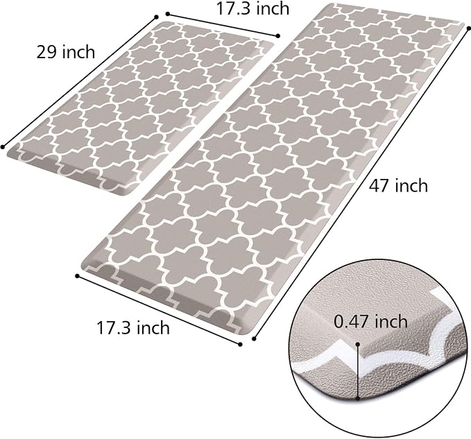 KMAT Kitchen Mat 0.47inch Cushioned Anti-Fatigue Area Rug Sets, Waterproof - Image 2