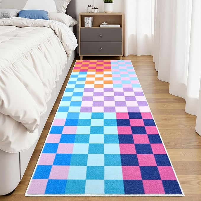 Terrug Multicolored Checkered Area Rug - Image 4