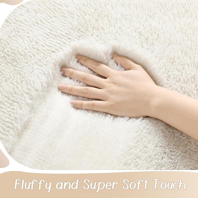 BENRON Fluffy Rugs for Living Room 5x7 Cream White, Washable Large Area Rugs - Image 6
