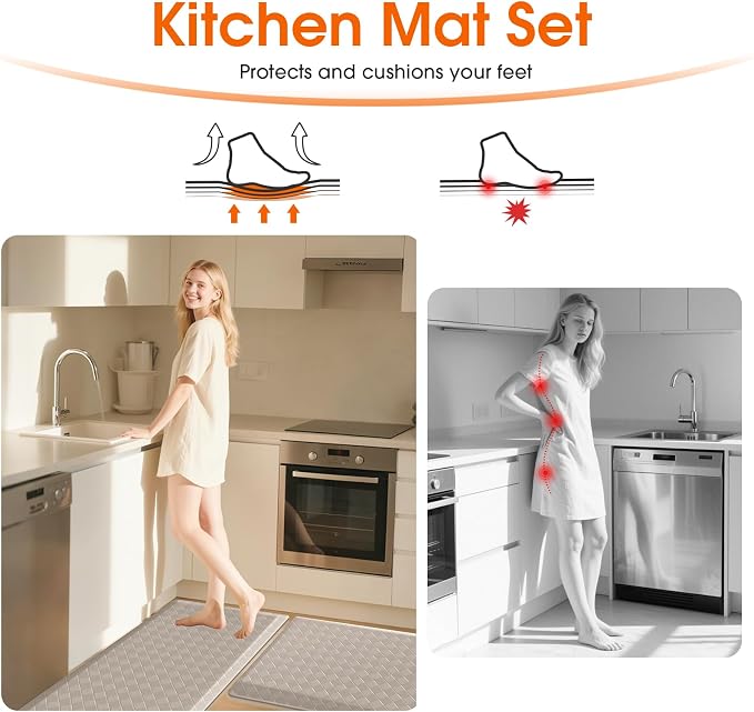TranquilRelax 4/5 Inch Thick 2-Piece Anti-Fatigue Kitchen Mats, Cushioned - Image 5