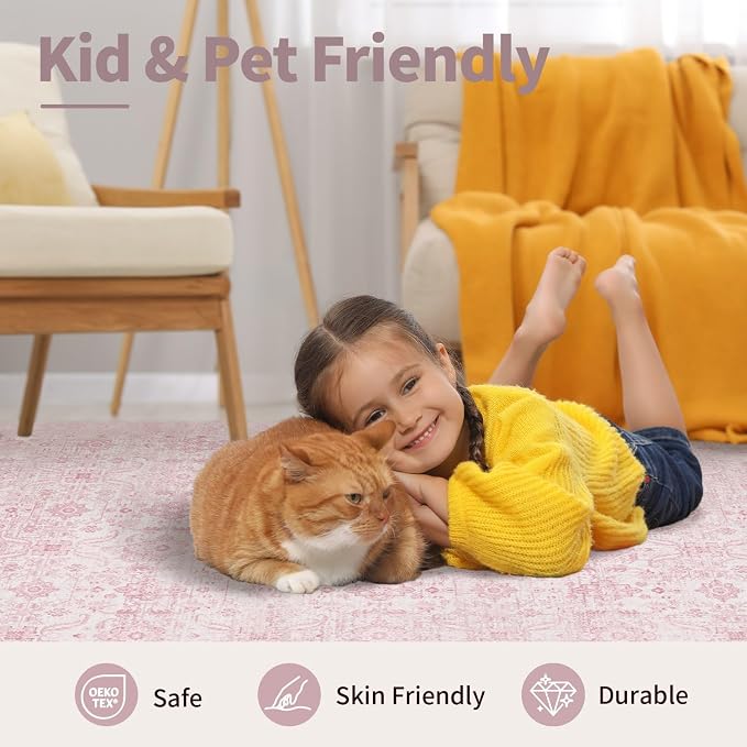 Rugxara 6x9 Area Rugs for Living Room Bedroom, Vintage Floral Retro Boho Non - Image 8
