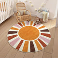 LIVEBOX Boho Nursery Rug Round 4ft Sun Rainbow Rug by LIVEBOX